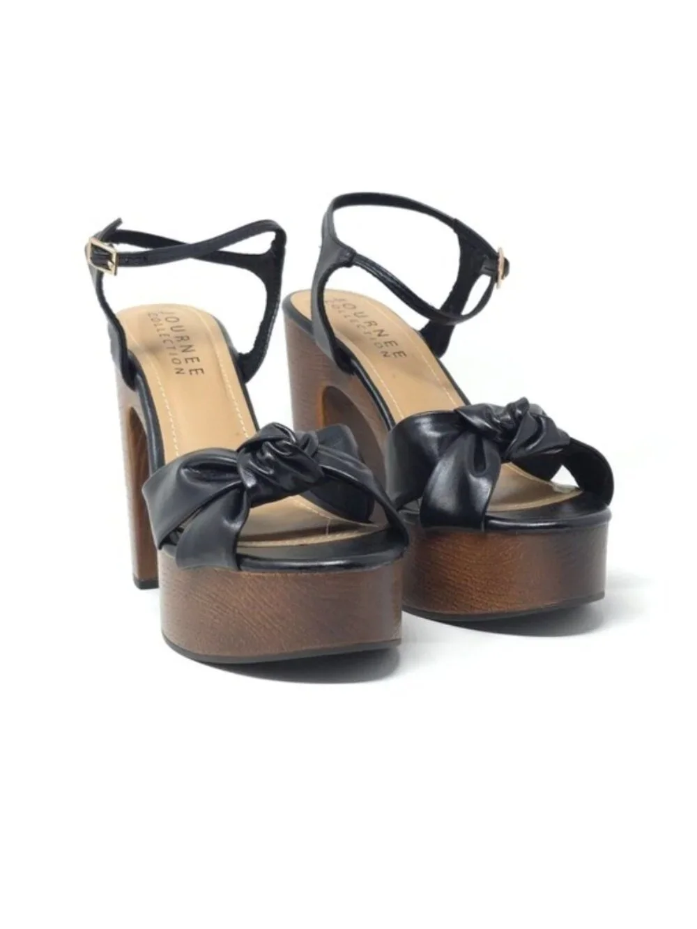 Journee Lorrica Black Knotted Platform Sandals Tru Comfort 9M - Picture 2 of 13